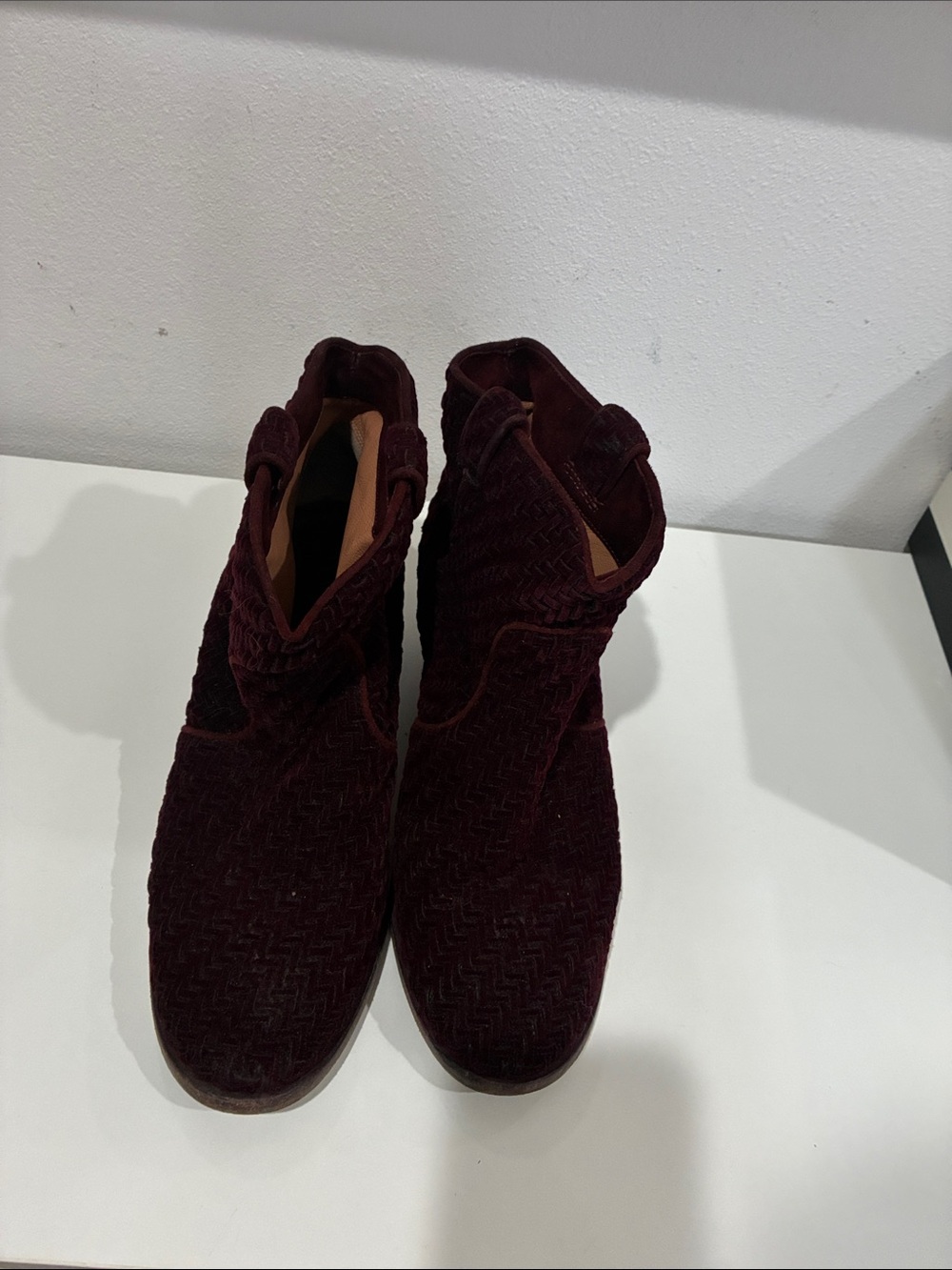 Laurence Dacade Burgundy Velvet Ankle Booties 41